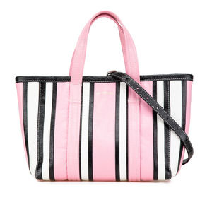 Pre-Loved Balenciaga Small Lambskin Barbes East West Striped Shopper Tote